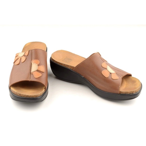 Elena Solano Wedge Sandals Sz 38 / 7.5 US Brown - Picture 6 of 8